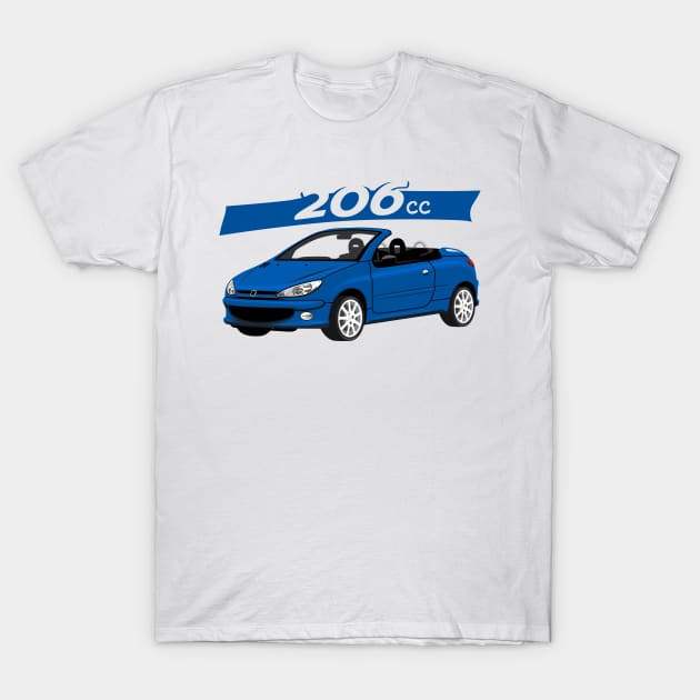 City car 206 cc Coupe Cabriolet france blue T-Shirt by creative.z